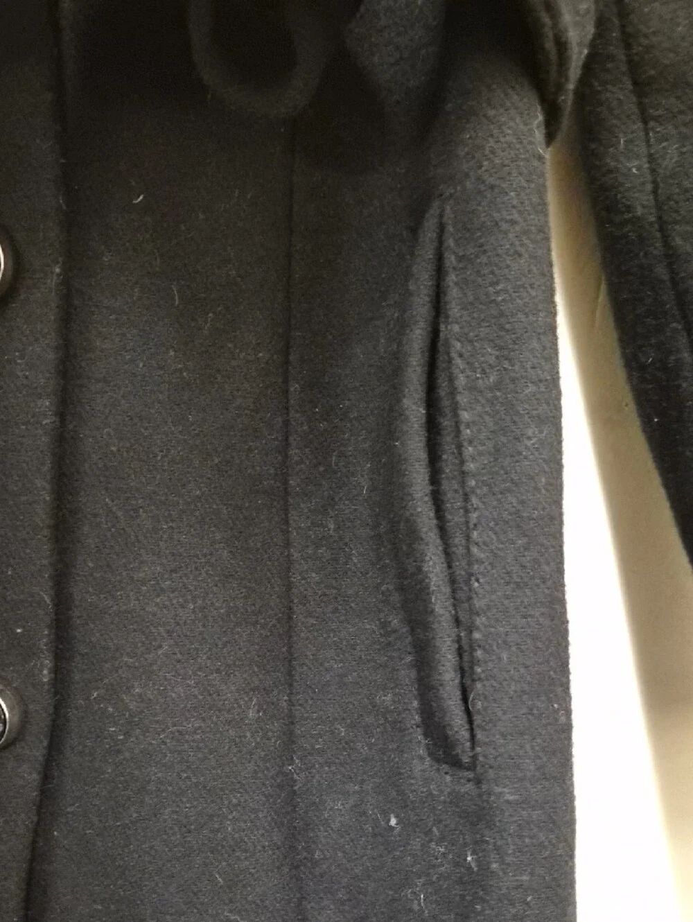 kate spade Black Long Wool Belted Trench Coat Size XXS
